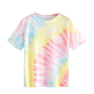 China Breathable O-Neck Woman T-shirt Tie Dye Tops Tee Women Summer Shorts Sleeve Clothing Loungewear for sale