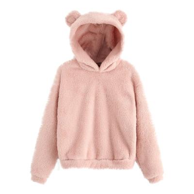 China Ear Bear Long Sleeve Sweatshirt Women Hoodies Fleece Winter Female Tracksuit Windproof Warm Pullover Hoodie for sale