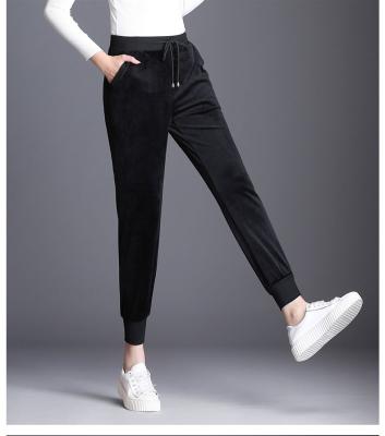 China NEW Autumn Winter Velvet Pants Female Drawstring Sweatpants Sports Women Casual Fitness Anti-wrinkle Loose Harem Pants for sale