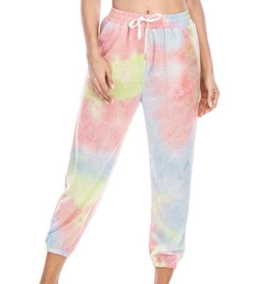 China Breathable Women Tie Dye Casual Pants Female Gaiters Running Pants Ladies Yoga Long Pants Fitness for sale