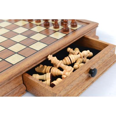 China Hot Selling Educational Smart Toy Wooden Chess Board Set With Folding Box for sale