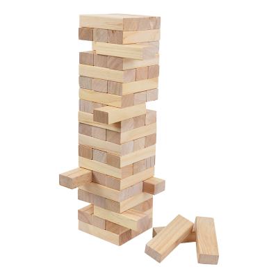 China 2021 Educational Toy 54pcs Wooden Tower Pine Wood Tumbling Natural Color For Children To Build Block for sale