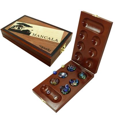 China Mancala wood folding board game for adults and old wooden for sale