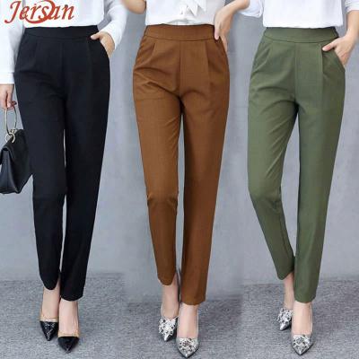 China Anti-wrinkle Fashion Women Girls Spring Summer 2022 New Arrive Loose Leisure Waist Solid Color Elastic Long Pants Wholesale Pants for sale