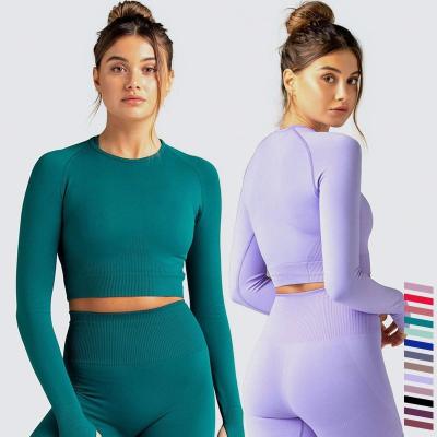 China ACTIVE STRETCH Eco Yoga Set Women's Long Sleeve Top Gym Leggings Running Seamless Tights Sportswear Sports Suit For Running for sale