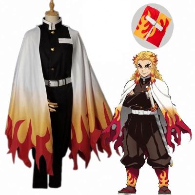 China Popular Anime Demon Slayer Cosplay Costume Kimono Kimetsu Rengoku Kyoujurou Akatsuki Cosplay Costume No Yaiba Cosplay Uniforms for sale