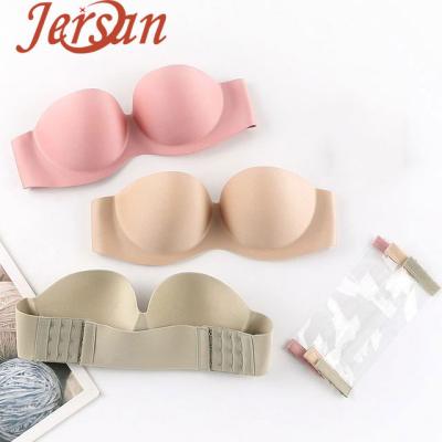 China One Piece Soft Ladies QUICK DRY Underwire Strapless Bandeau Strapless Push Up Bras Backless Strapless Half Cup Invisible Push Up Bra for sale