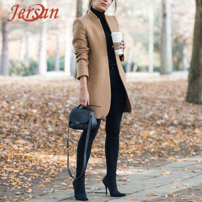 China Winter coats and jackets anti-shrink popular women plus size long wool coat vintage khaki jacket warm korean elegant female cape coat for sale