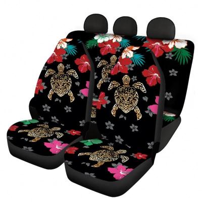 China Durable Lotus New Arrival Sports Leather Sea Turtle Hibiscus Flower Full Set Comfortable Universal Size Winter Car Seat Cover for sale