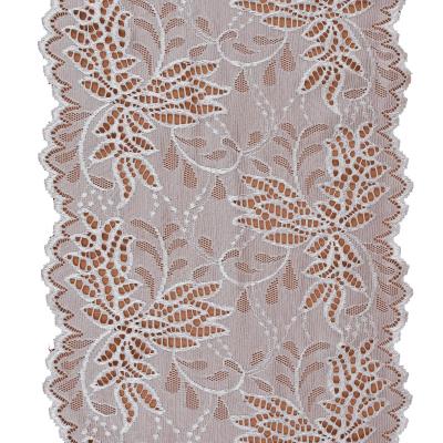 China Durable White Nylon Elastic Trimming Trim Border For Underwear And Bra Lace Up Trim Stretch Lace Fabric for sale