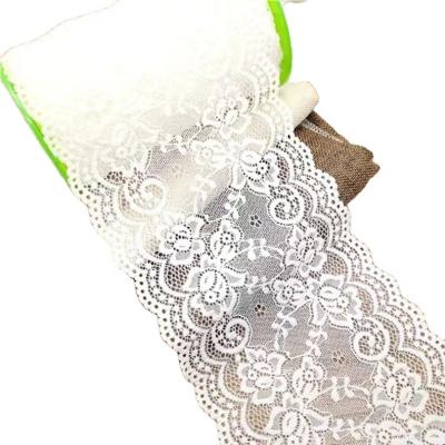 China Hot Sale 18CM White Colorful Elastic Lace Mesh Fabrics Stretch Lace Fabric For Women Dress for sale