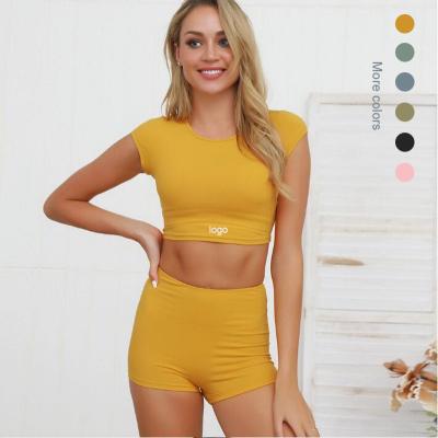 China New Yoga Fitness Moisture Wicking Sports Suit Antibacterial Running Quick Dry Shorts Sheathed Shorts Set for sale