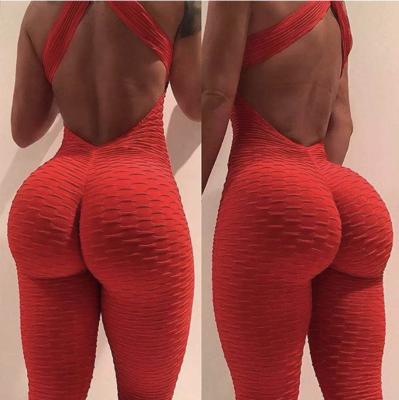 China 2020 Breathable One Piece Yoga Apparel Womens Sports Suits Workout Gym Jumpsuit Set Pants for sale