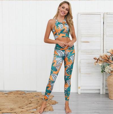 China New Arrival Women Antibacterial Digital Printed Yoga Pants Fitness Suit Sports Bra Yoga Set for sale