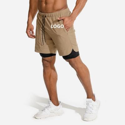 China 2021 QUICK DRY High Quality Double Layer Fashion Fitness Shorts Men Running Training Short Pants for sale