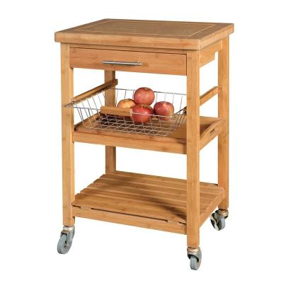 China Factory direct sale bamboo wooden kitchen cart with tray made in China for sale