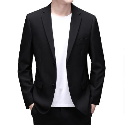 China Simple Men's Slim Fit Suit Best-man Groom Black Button Blazer Breathable Jacket for sale