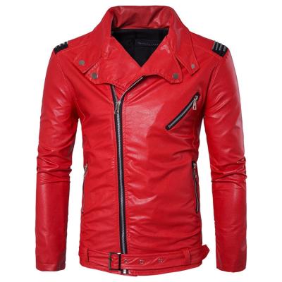 China Superdry Waterproof Mens All-match Motorcycle Jacket Punk Style Tilted Zipper Leather Jackets for sale