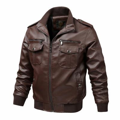 China Plus Size Waterproof Comfortable Faux Leather Slant Pocket Anorak Slant Bomber Jacket For Men for sale