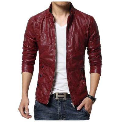 China New Style Waterproof Casual Durable Slim Fit Stand Leather Collar Plus Size Biker Jackets for sale