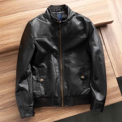 China Hot China Wholesale Supplier Vintage Durable Breathable Leather Stand Collar Plus Size Jackets for sale