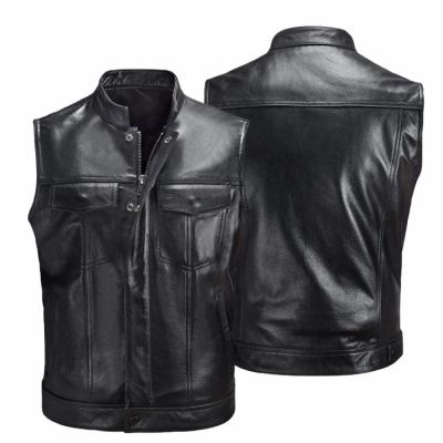 China Zip-up Hip Hop Rock Star Jackets Waterproof Sleeveless Plus Size Leather Jacket for sale