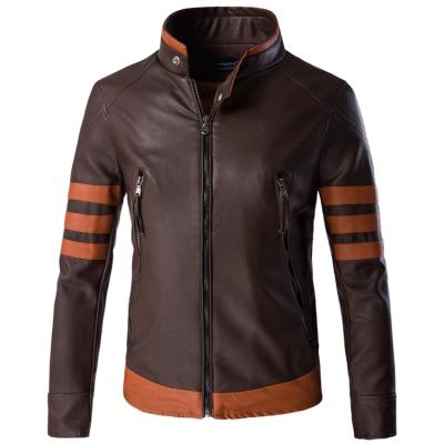 China Stylish Man Breathable PU Racer Jackets Stripe Sleeve Leather Outdoor Jackets for sale