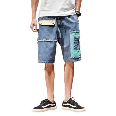 China Breathable Patchwork Pocket Detail Spliced ​​Jeans Contrast Color Shorts for sale