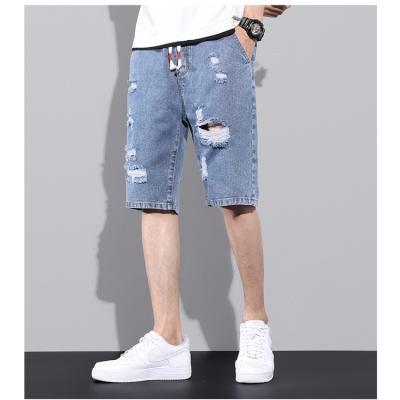 China Factory sales modern design temperament hot single hole half breathable pants elastic waist denim shorts for sale