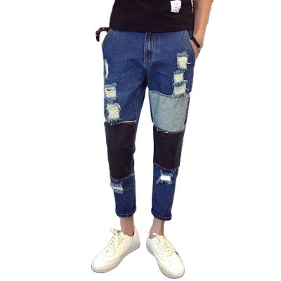 China Seared Breathable Patchwork Spliced ​​Low Price Slim Jeans Trousers Pants for sale