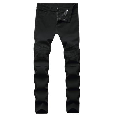 China Black Breathable Casual Straight Stacked Slim Fit Jeans Pants Men for sale