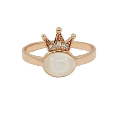 China Regular Quality Opal Ring Synthetic Natural Stone 925 Ring Rose Gold Plating Crown Jewelry silver for sale