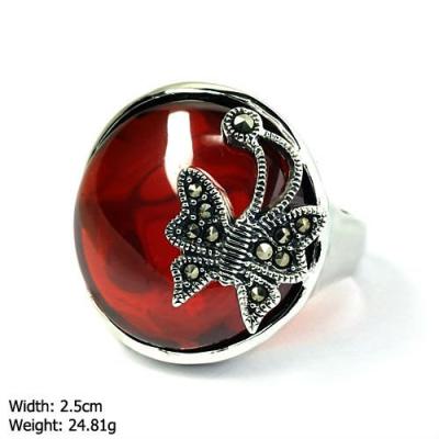 China RKP-0986 punk 925 Sterling Silver Butterfly Ring Design for Lady Ring with Marcasite and agate for sale