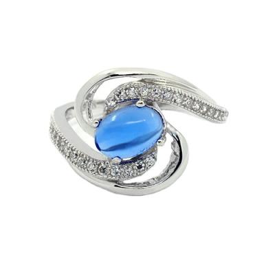 China RXN-0043 FASHIONABLE 925 Sterling Silver Jewelry Ring with Agate and CZ Stones Blue Topaz for Lady for sale