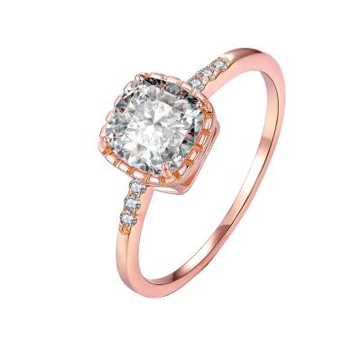 China Romantic Silver Jewelry Genuine Rose Gold Solitaire GRA Moissanite Wedding Rings For Lovers for sale