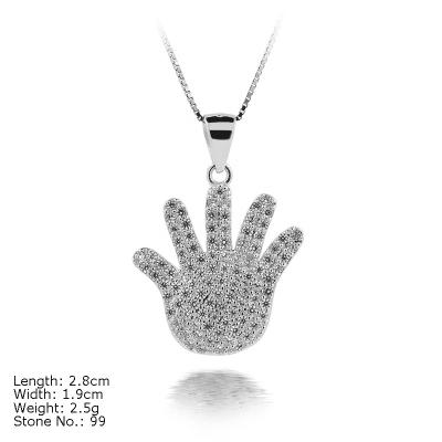 China CLASSICS Pendant PZA2-159 925 Hand Design Five Finger Sterling Silver Pendant With CZ Stone for sale