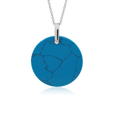 China FASHIONABLE PTA-0999 Pendant In Silver 925 Bail Clasp Disc Round Shape Blue Green Turquoise for sale