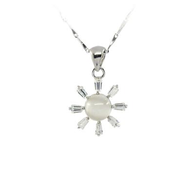 China PXH-1001 Cute Hot Cute Design 925 Sterling Silver Sun Pendant With Big Moonstone Jewelry For Kid for sale