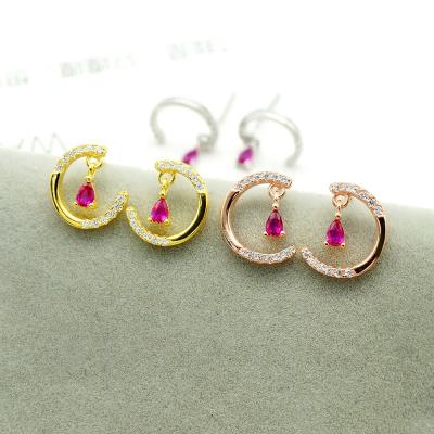 China TRENDY GZ8-073 Fashion Tasty Moon Dangle Zircon Silver Drop Ear Stud 925 Silver Earrings for sale