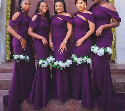 China Cheap Customized Wedding Guest African Dry Cleaning Morili Plus Size Dress Maid Of Honor Off The Shoulder Purple Bridesmaid Dresses MBLB998 for sale