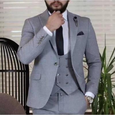 China Anti-Wrinkle Real African Hot Sale One Button Wedding Suits Slim Fit Man Closure Collar Business 3 Pieces Wedding Suit MMSB996 Brown for sale