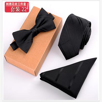 China Verified High Quality 3 Pieces Pocket Towel Bow Tie Suit Man Business Wedding Party Bow Ties In Stock MMTB3 for sale