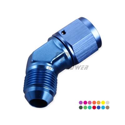 China Anodized Aluminum Alloy Forged 45 Degree 8AN A Male To AN8 Female Swivel Adapter Fitting Connector Please refer to specification for sale