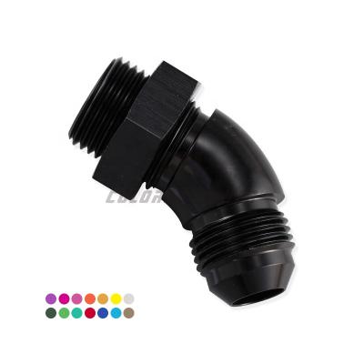 China 45 Degree Male GLOBE New Arrival Aluminum to AN16 Fuel Pump Rail Adapter Rocket Hose Fit Black AN4 to AN16 for sale