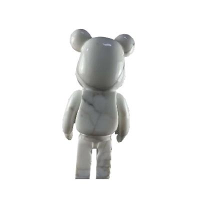 China Home decoration natural marble hand carving modern bearbrick marble statue for home decoration for sale