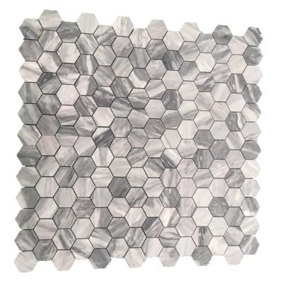 China Italy Carrara CLASSIC Gray Hexagon Marble Mosaic For Black Splatter Walls for sale