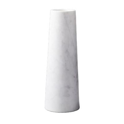 China New Contemporary Design Small Marble Vase in White Marble with Gray Veins for sale