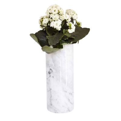 China Real Contemporary Special White Marble Flower Vase With Various Shape for sale