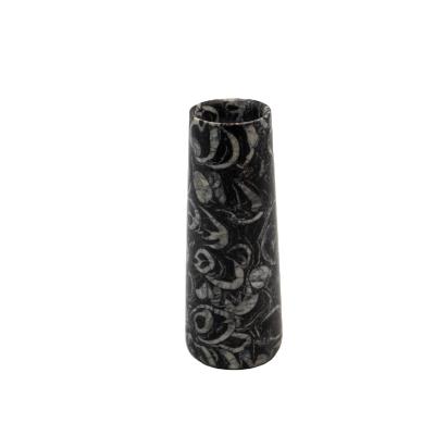 China Contemporary Natural Black Marble With White Vein Marble Flower Vase For Home Decoration for sale