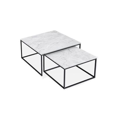 China Modern Square White Marble Top Carrara Furniture Top Coffee Table For Home Decoration for sale